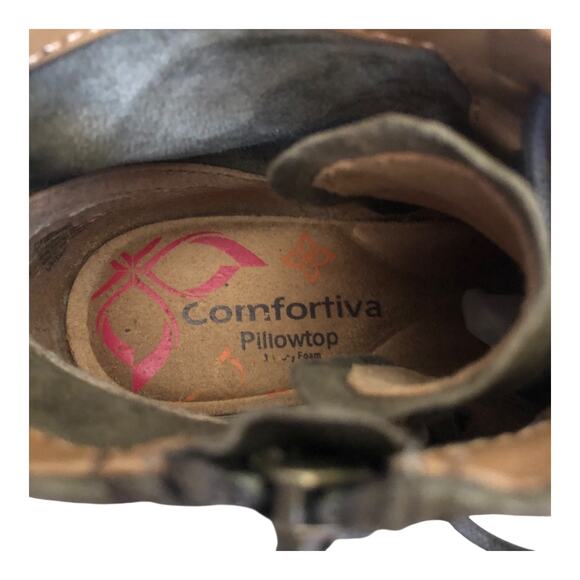 Comfortiva Cordia Lace Up Bootie Army Green Leather Women's Size 8 Medium - Picture 8 of 11